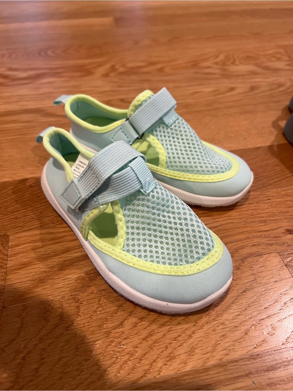 Kids' Breathable Aqua & Lime Water Shoes with Hook-and-Loop Strap